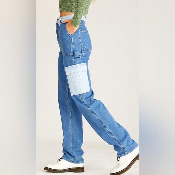 Pacsun Colorblock Boyfriend Cargo Carpenter Pants Womens size 28 - Picture 2 of 10